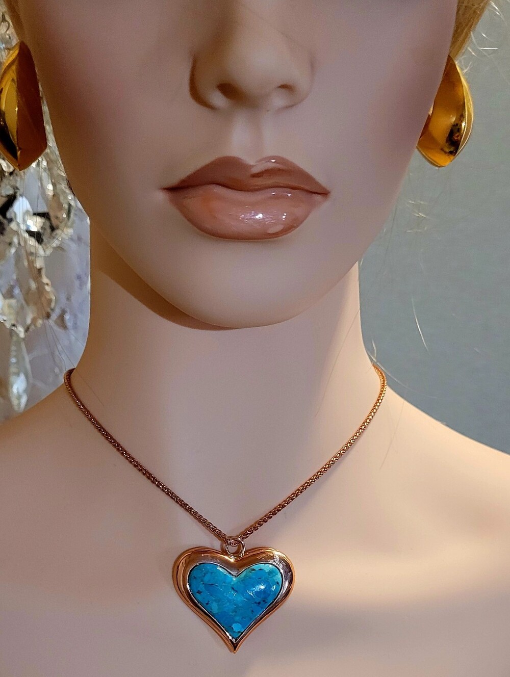 Blue Turquoise Copper Heart Enhancer from the Timna Jewelry Collection.